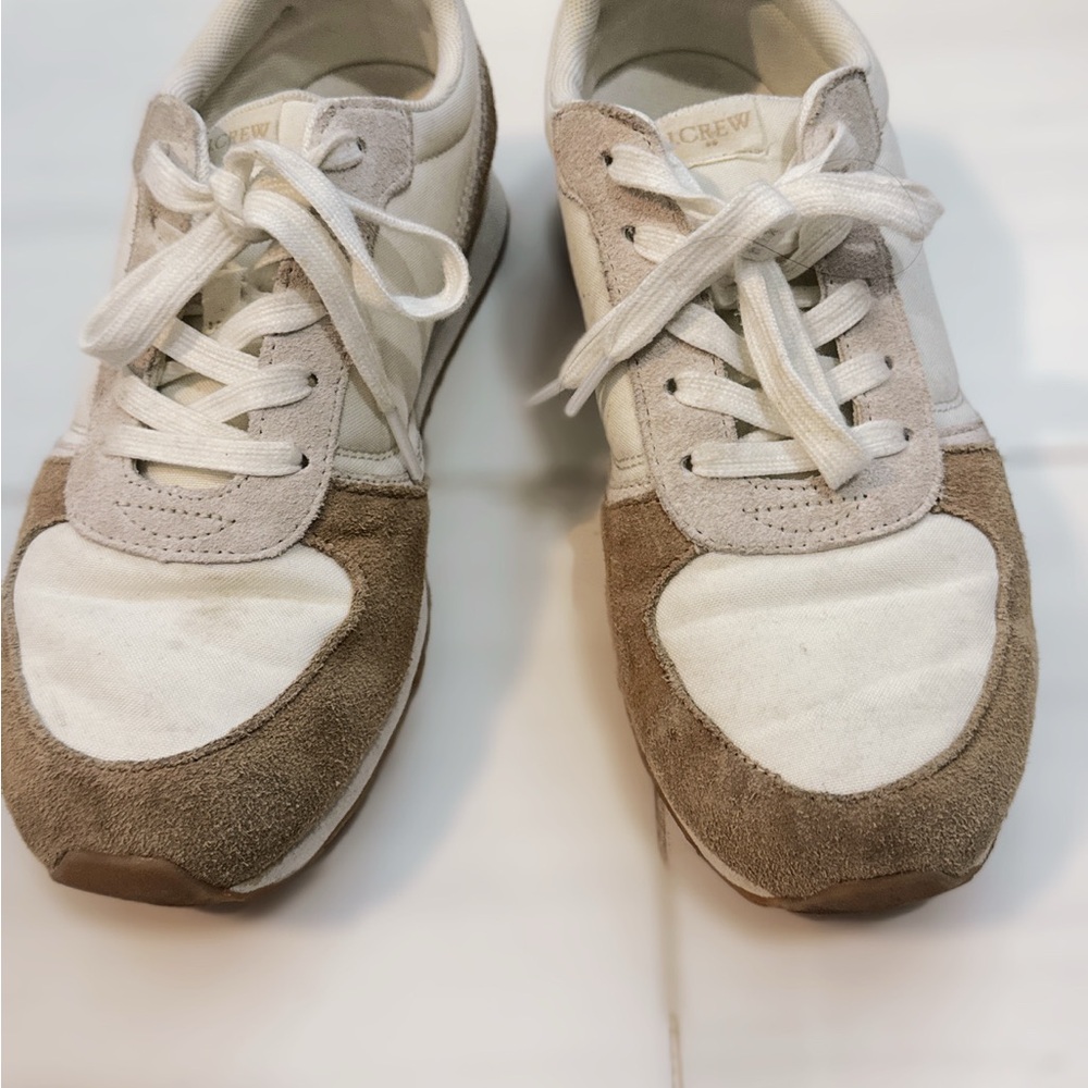 J. Crew Cream and Tan Casual Sneakers